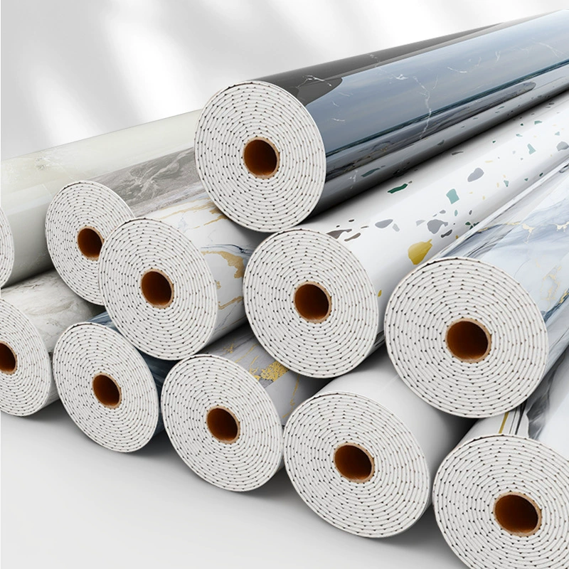 Marble self-adhesive wallpapers on wall, sticker
