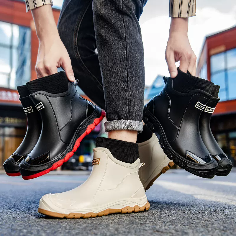 雨鞋男款冬季加绒保暖中筒水鞋防滑防水耐磨雨靴户外情侣胶鞋水鞋