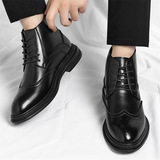 Мужские модные кожаные туфли с высоким берцем в деловом стиле, короткие ботинки, деловая мужская обувь, модные туфли броги в стиле ретро, цельная мужская обувь большого размера, Прямая поставка