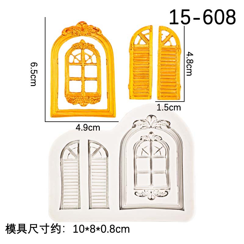 Marco de puerta de estilo europeo en relieve, borde de ventana, forma decorativa, molde de silicona, molde de pastel Pace para hornear fondant seco