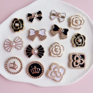 Vintage small fragrant style camellia bow accessories diy resin material mobile phone case shoe flower accessories wholesale