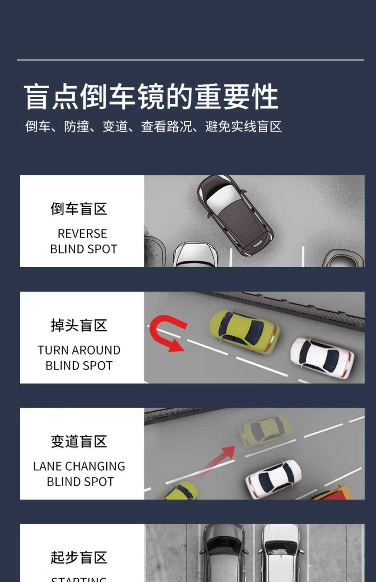 Rearview Mirror Small Round Mirror for Car and Motorcycle, Convex Lens Mirror for Vehicle, Waterproof High-Definition Blind Spot Auxiliary Mirror for Car Installation