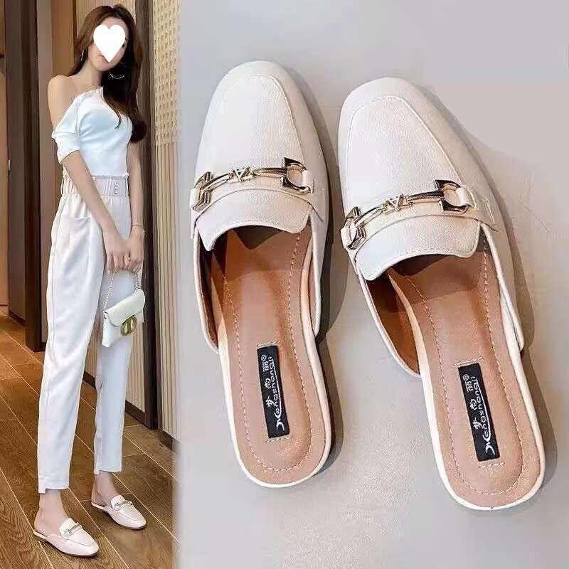 Size 35-43 Large Size Women's Shoes Wide Feet 41 Pregnant Women Soft-Soled Shoes Half Slippers Women's Flats Toe Sandals Summer 42
