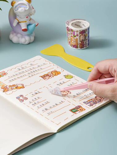 Macaron handbook colorful Guka tweezers, handmade diy nail art stickers, small plastic pointed mochi tweezers