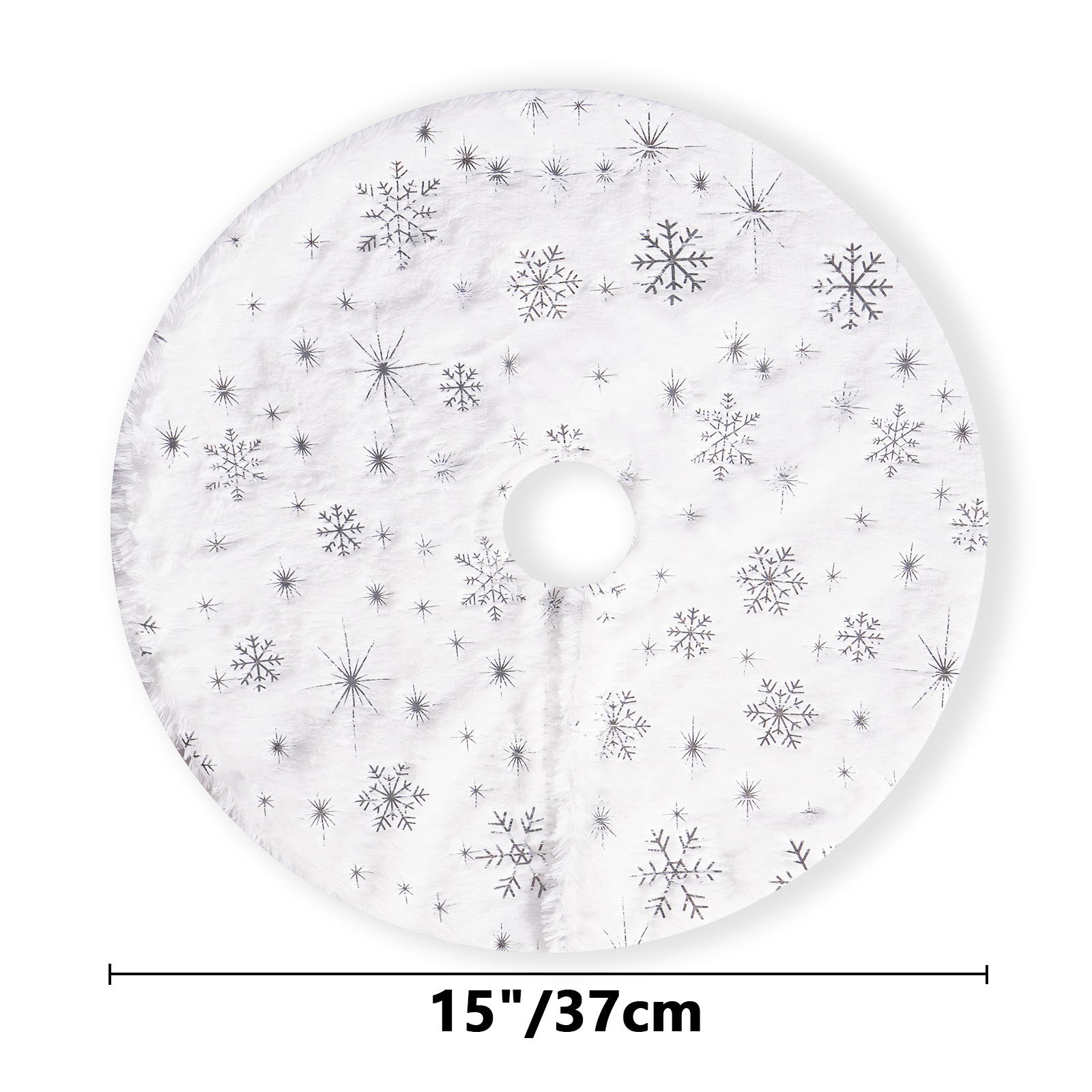 Navidad transfronteriza mini falda de árbol de Navidad decoración de escritorio delantal de árbol de Navidad copo de nieve de oro y plata falda de árbol de felpa