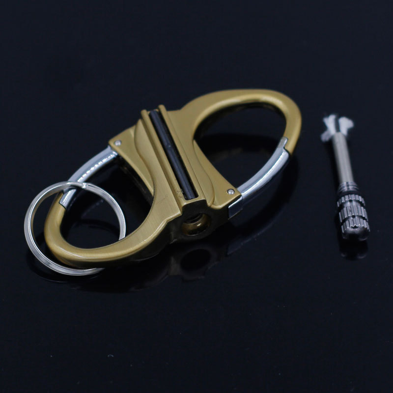 Metal Keychain Lighter挂件便携式登山扣钥匙扣金属煤油万次火柴|undefined
