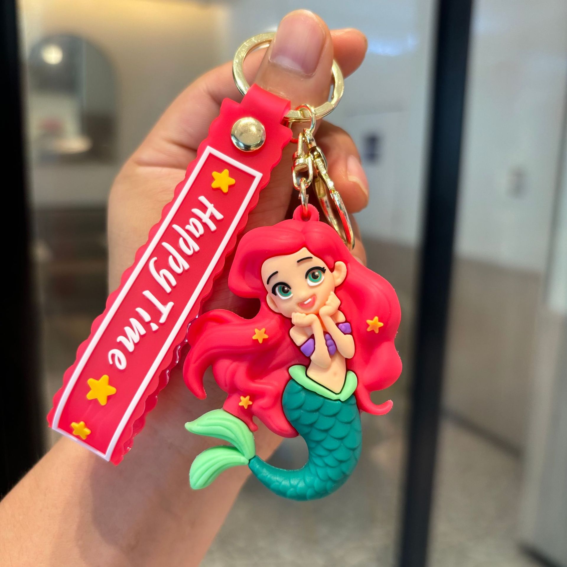 Caricatura sirena llavero colgante Blancanieves lindo muñeca llavero de coche muñeca regalo pequeño