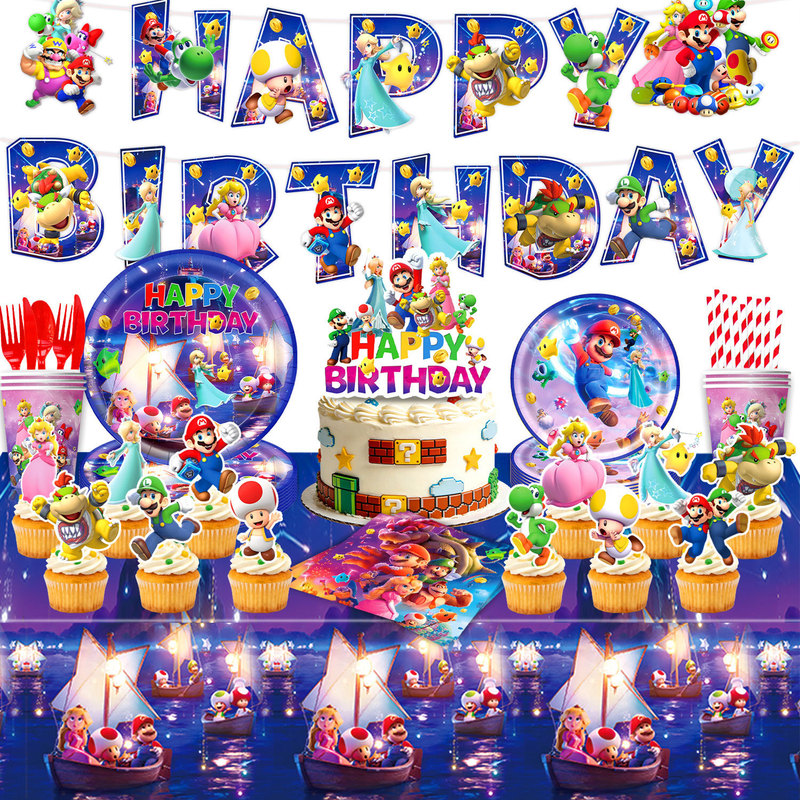 Amazon Galaxy Super Mario Themed Birthday Party Tableware Paper Plates Paper Cups Paper Napkins Cake Toppers Banner Amazon Galaxy Super Mario Themed Birthday Party Tableware Paper Plates Paper Cups Paper Napkins Cake Toppers Banner
