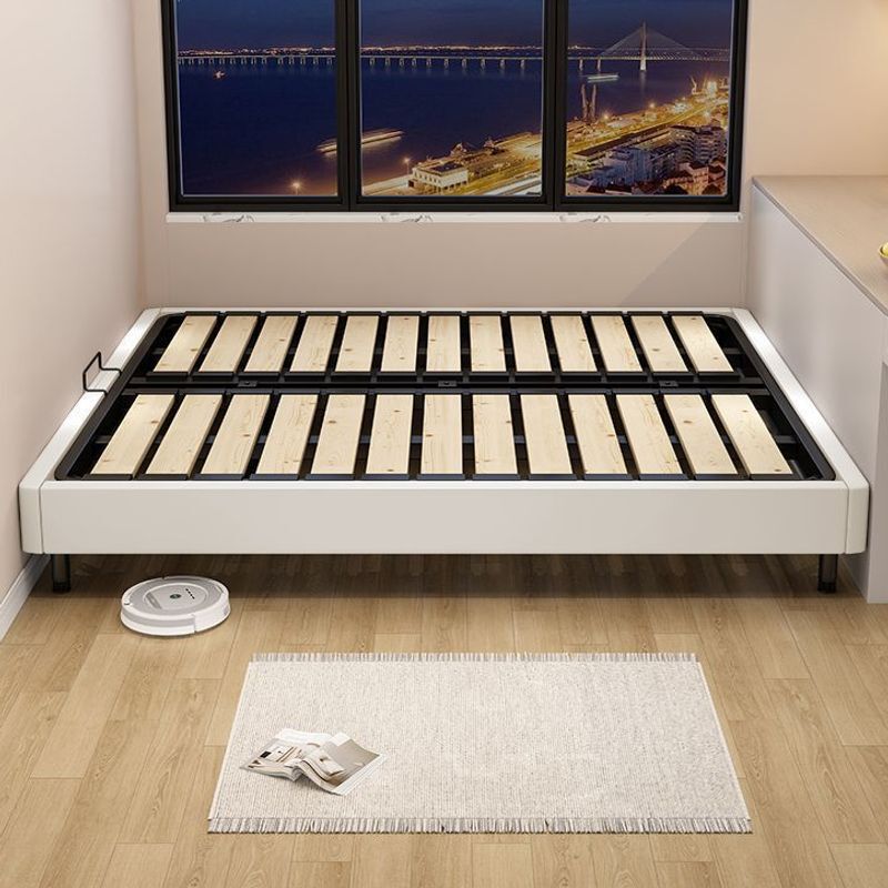 All Solid Wood Bed, Tatami, No Headboard, Steel-Wood Slatted Frame Bed, Small Apartment Bed with Flat Sides, Customizable Sizes