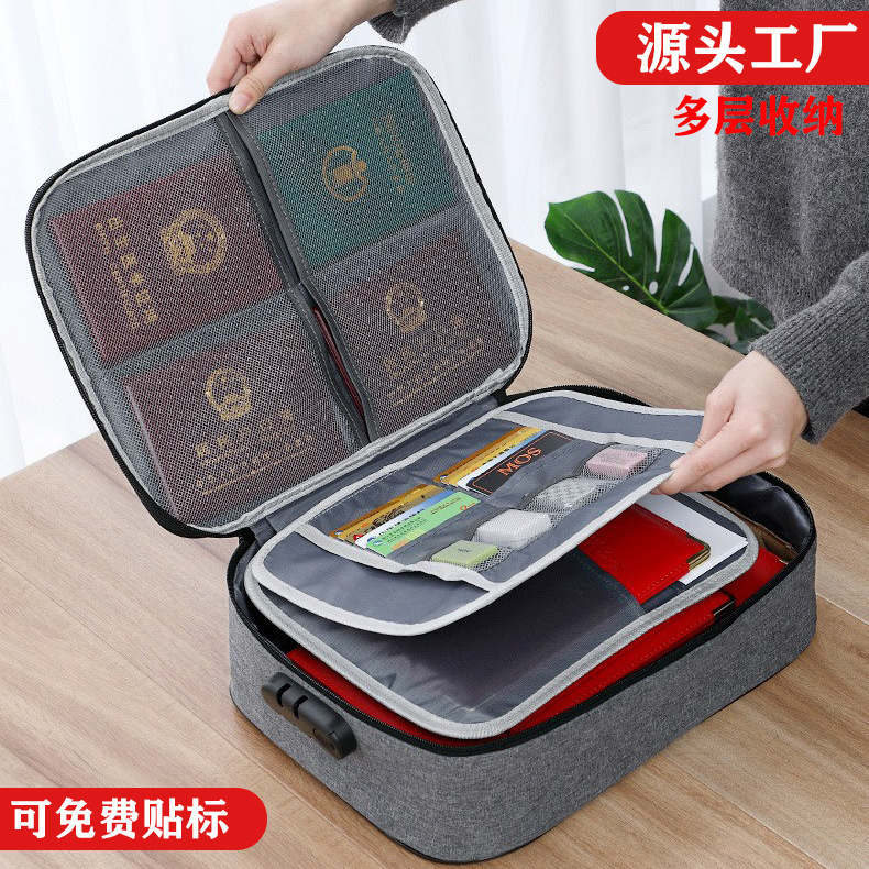 Document Bag, Household Simple File Bag Storage Bag, Multi-Layer Oxford Cloth Card Bag, Large Capacity Handbag, Cross-Border Delivery
