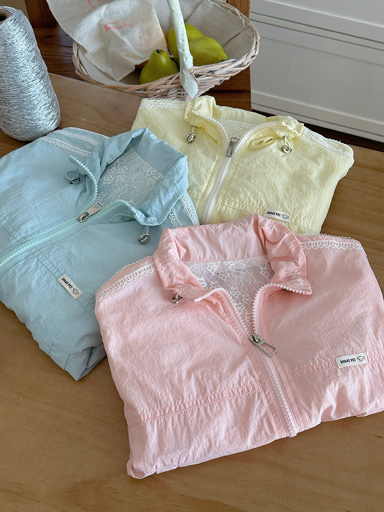 Chaqueta de protección solar para niños para niñas, estilo de verano 2025, nuevos niños, cuello alto, costura, chaqueta de encaje, ropa de piel fresca image 4