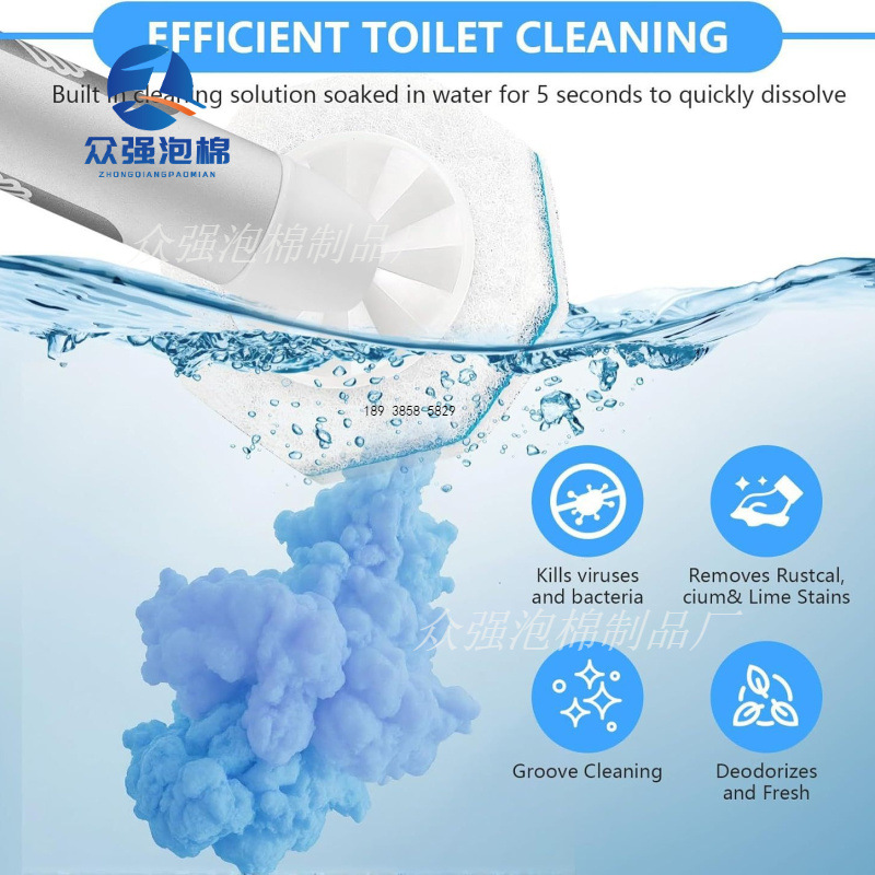 一次性马桶刷刷头通用美国ajaja高替换海绵头自带清洁 液