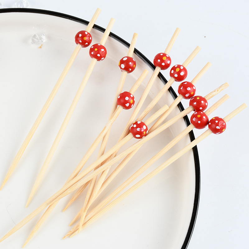 Spot mayorista ondulación roja marca de fruta marca de bambú desechable restaurante supermercado prueba marca de bambú creativa