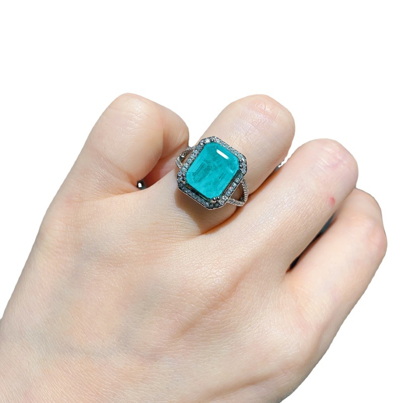 Zhuang sheng joyería estilo europeo y americano simulación paraiba anillo pendientes collar 9*11 colgante 12*16