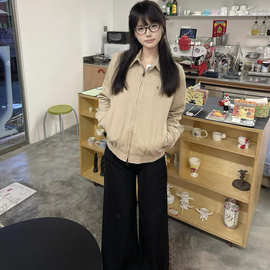 美式甜酷翻领廓形夹克外套女秋季时尚高级感宽松休闲百搭拉链上衣