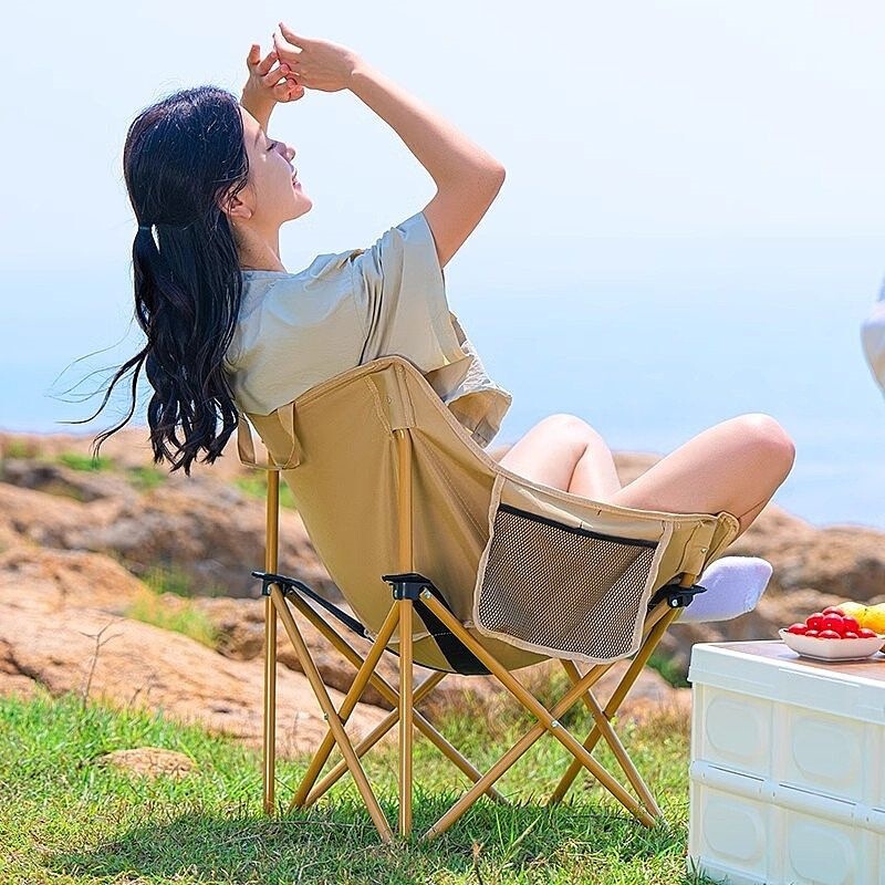 Outdoor Folding Table and Chair Set, Portable Egg Roll Recliner with Backrest, Camping Lazy Leisure Multifunctional Home Set Stool