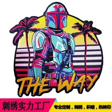 刺绣徽章定制机器人绣花章热转印布贴印花魔术贴风景章外贸品质