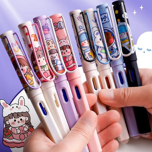 Thermal erasable pen set for primary school students, orthographic calligraphy pen, crystal blue, replaceable ink bag pen wholesale