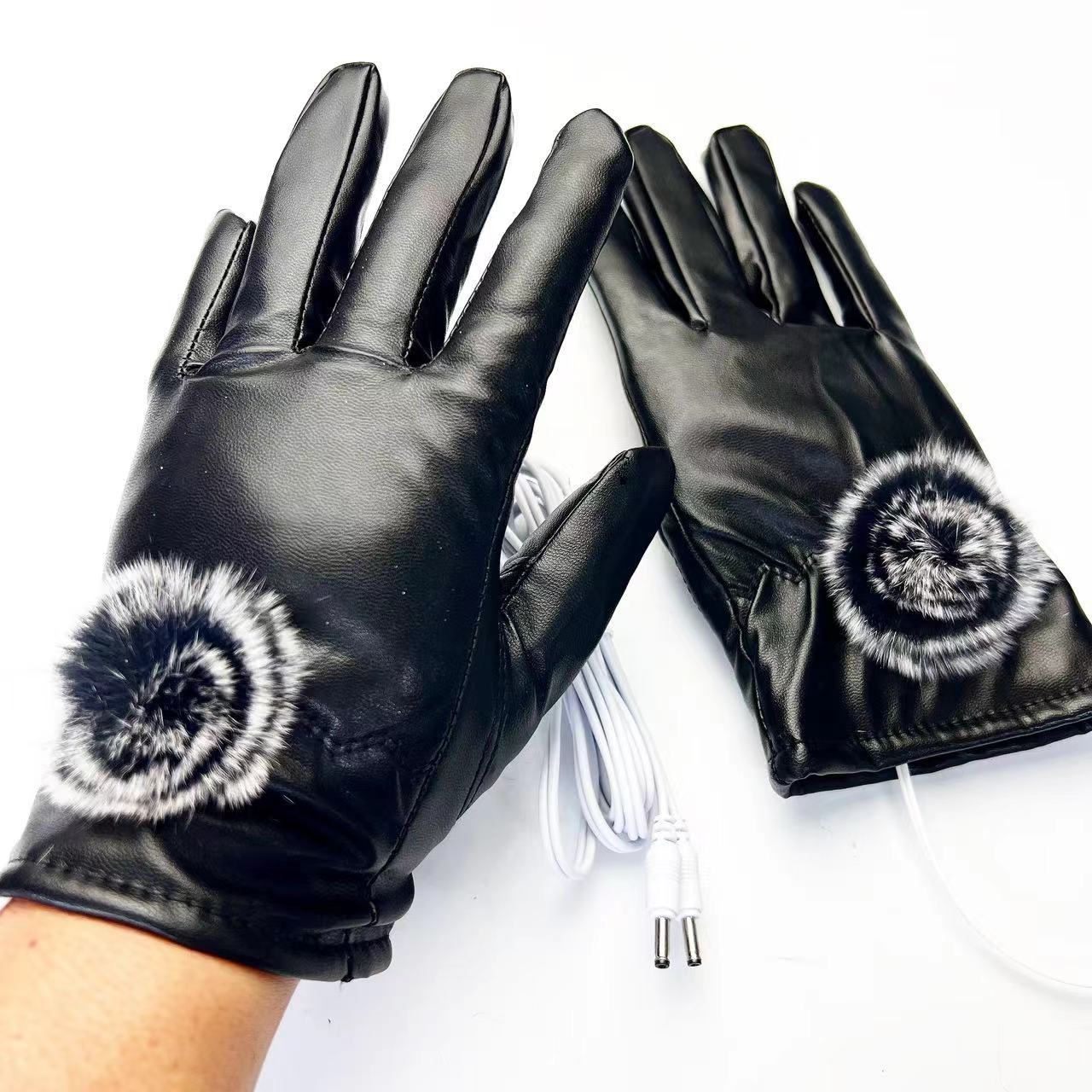 Heating Gloves Women's PU leather electric touch screen gloves USB electric 5-finger warm gloves_voghion.com