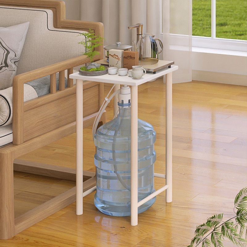 A movable water dispenser shelf can be placed above the bottled water, serving as a storage cabinet for water bottles in the living room, and a solid wood stand can be used to hold a kettle