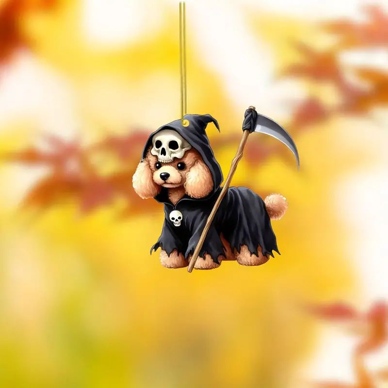 Halloween nuevo perro de la muerte navideño colgante acrílico plano transfronterizo colgante de automóvil colgante llavero colgante
