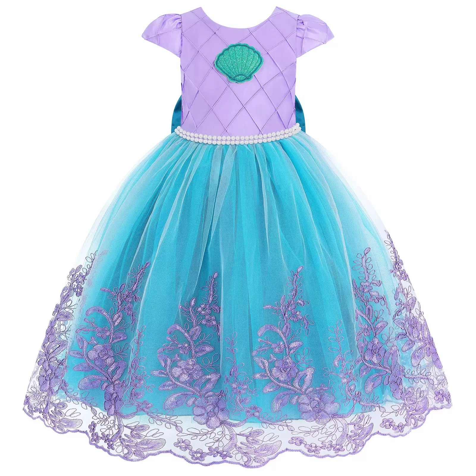 跨境女童爱丽儿公主裙刺绣美人鱼礼服蕾丝儿童演出服万圣节cos服