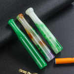 石英岩玉旱烟嘴烟杆男女士便携玉石老烟嘴创意个性粗烟直通型