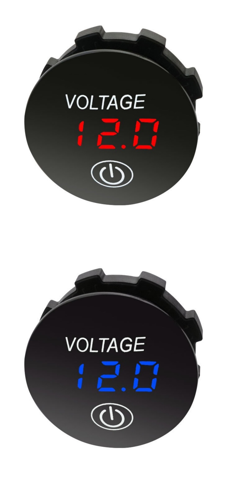 Car-Mounted Circular Led Digital Display Voltmeter with Touch Screen Switch, Dc Voltage Detection Instrument for Car and Motorcycle Modification