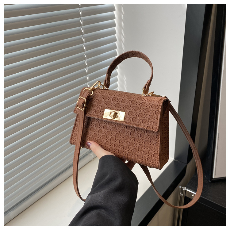 Kabelka s kamenným vzorem, nová, 2024, jednobarevná, ležérní, trendy, dámská, jednoduchá, diagonální, křížená, malá čtvercová, v západním stylu_voghion.com