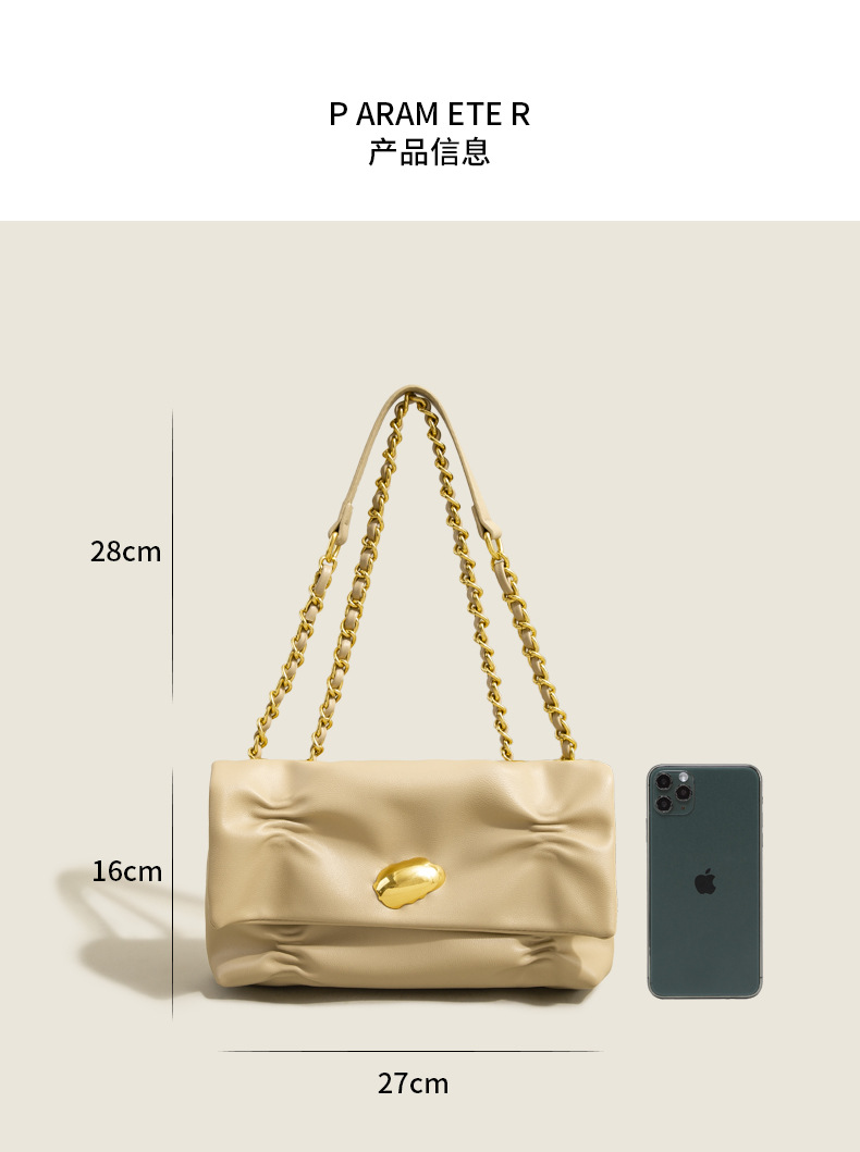 تصميم المتخصصة من الجلد الناعم ، وحقيبة السحب السوداء المطوية تحت الإبط ، وحقيبة قطرية 2021 حقيبة نسائية جديدة سلسلة الكتف display picture 1