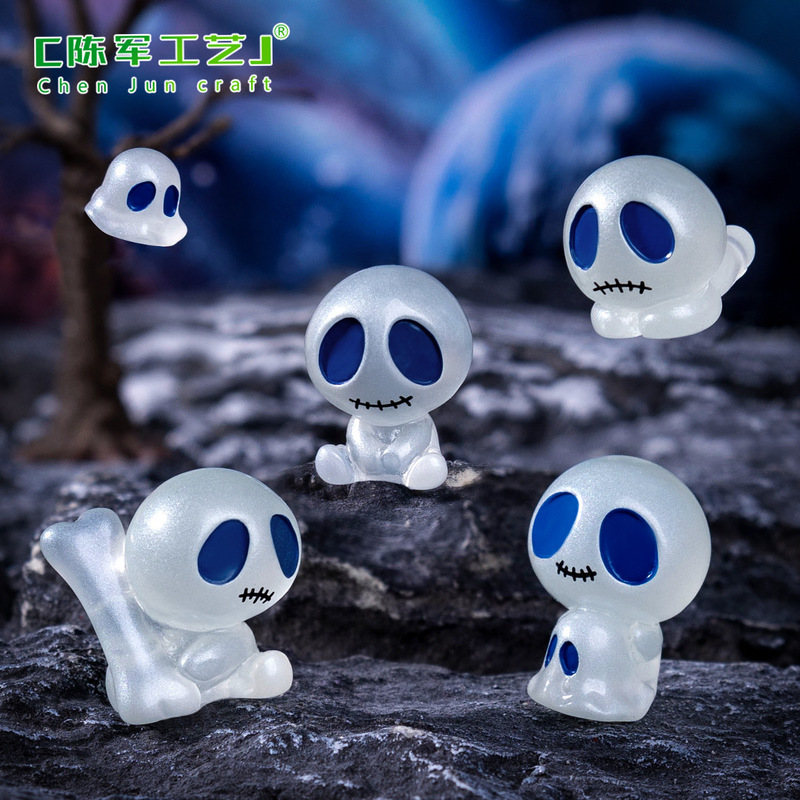 Cross-border creative micro-landscape luminous skull elf DIY blind bag accessories desktop car small ornaments