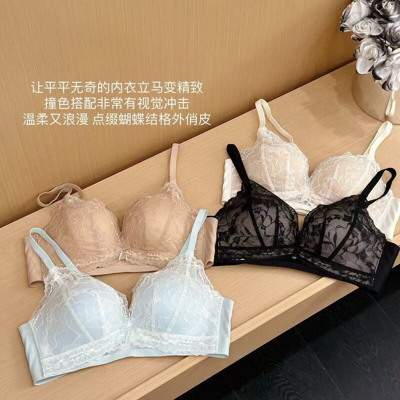 C72 French Lace Fixed Adjustable Ab Three-Dimensional Support Sweet Romantic Curve Lingerie Set for Girls