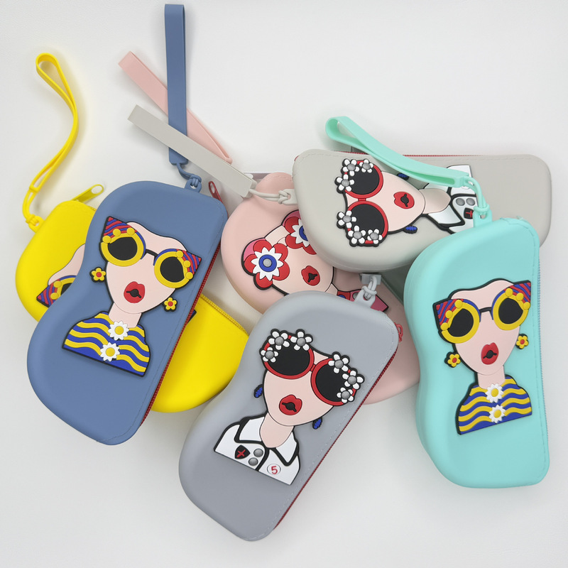 Cute Sunglasses Storage Bag, Portable Glasses Case Storage Bag, Anti-Fall Silicone Storage Bag, Hanging Glasses Bag for Women