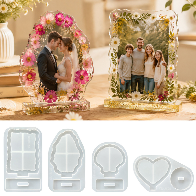 Irregular Wave Edge Photo Frame Resin Mold DIY Crystal Resin Geometric Heart-Shaped Display Stand Silicone Mold Irregular Wave Edge Photo Frame Resin Mold DIY Crystal Resin Geometric Heart-Shaped Display Stand Silicone Mold