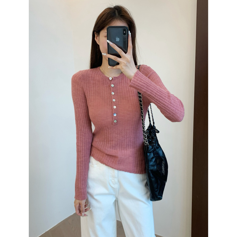 CB321 Mohair Wool Blend Fluffy Soft Fog Cashmere Wide Pit Woven Shell Buckle Knit