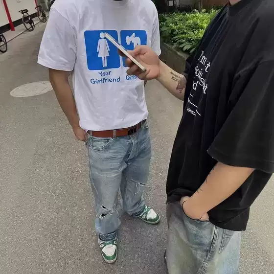 European and American Street vintage Trend Dark Hiphop Finger Washed Old Short-sleeved Hip-hop Retro Loose T-shirt