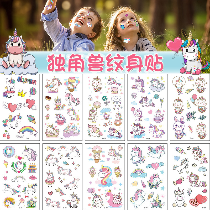 Cross-border New Cartoon Children Unicorn tattoo Cute Temporary Fun Sticker tattoo Spot Wholesale