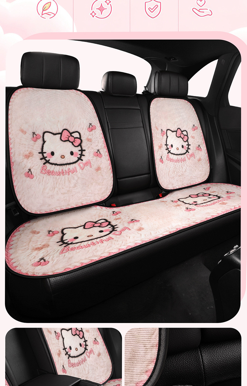 New KT Cat Car Seat Cushion Summer Ice Silk Cartoon Cute Breathable Honeycomb Mesh Fabric Universal Car Seat Pad for All Seasons