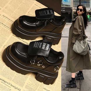 ZDW5707-11R Small Thick Sole Height Increased Fashion fleece-lined Loafers 2024 Winter Casual Small Leather Shoes