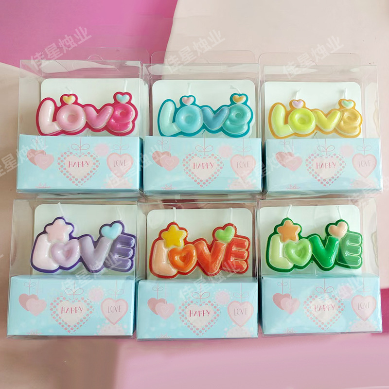蜡烛批发创意彩色Love蜡烛生日派对插件蛋糕卡通装饰浪漫生日蜡烛|undefined
