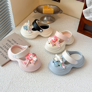 Cute Cartoon Clogs for Women, New Summer Eva Thick-Soled Color-Blocking Beach Sandals with a Stepping-On-Clouds Feel