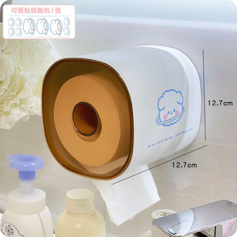 トイレの巻き紙棚穴なしトイレ掛け棚新型トイレ壁掛け式自粘紙巻き紙箱北欧|undefined