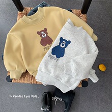 男童加绒卫衣冬装2025新款秋冬款儿童中小童男孩圆领上衣韩版宽松