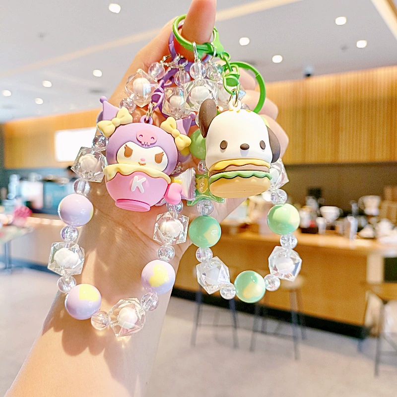 Брелок-брелок Sanrio, милая мини-фигура-подвеска для ключей и телефона, акриловый бусинный талисман