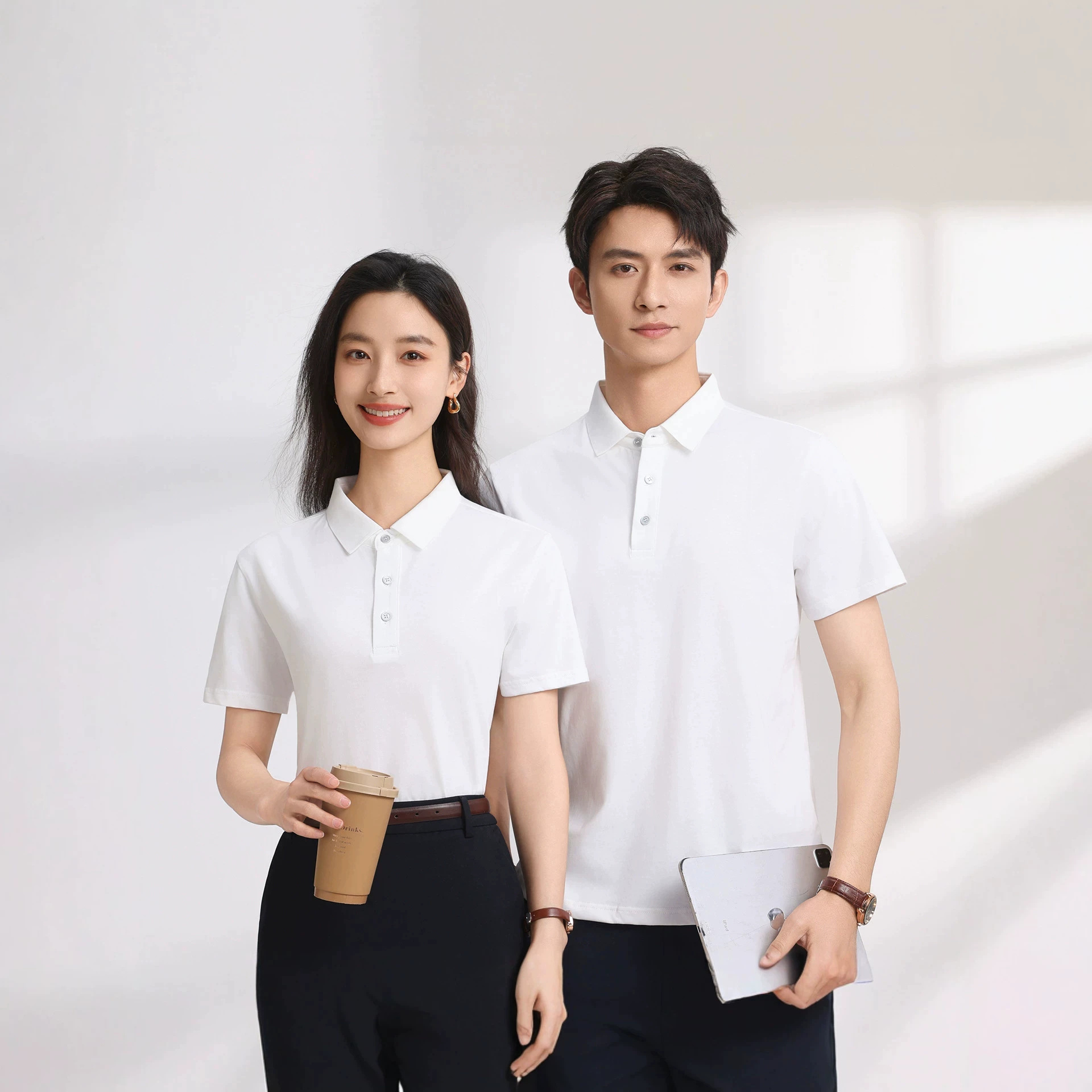2026春夏新品纯色翻领户外运动日常商务工作服时尚polo衫新疆棉
