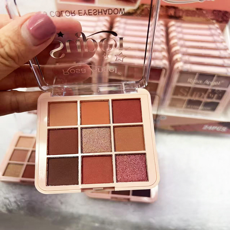 RosaAngel nuevos productos de comercio exterior transfronterizo 9 colores perlas matte bandeja de sombra de ojos Yiwu color maquillaje sombra de ojos al por mayor