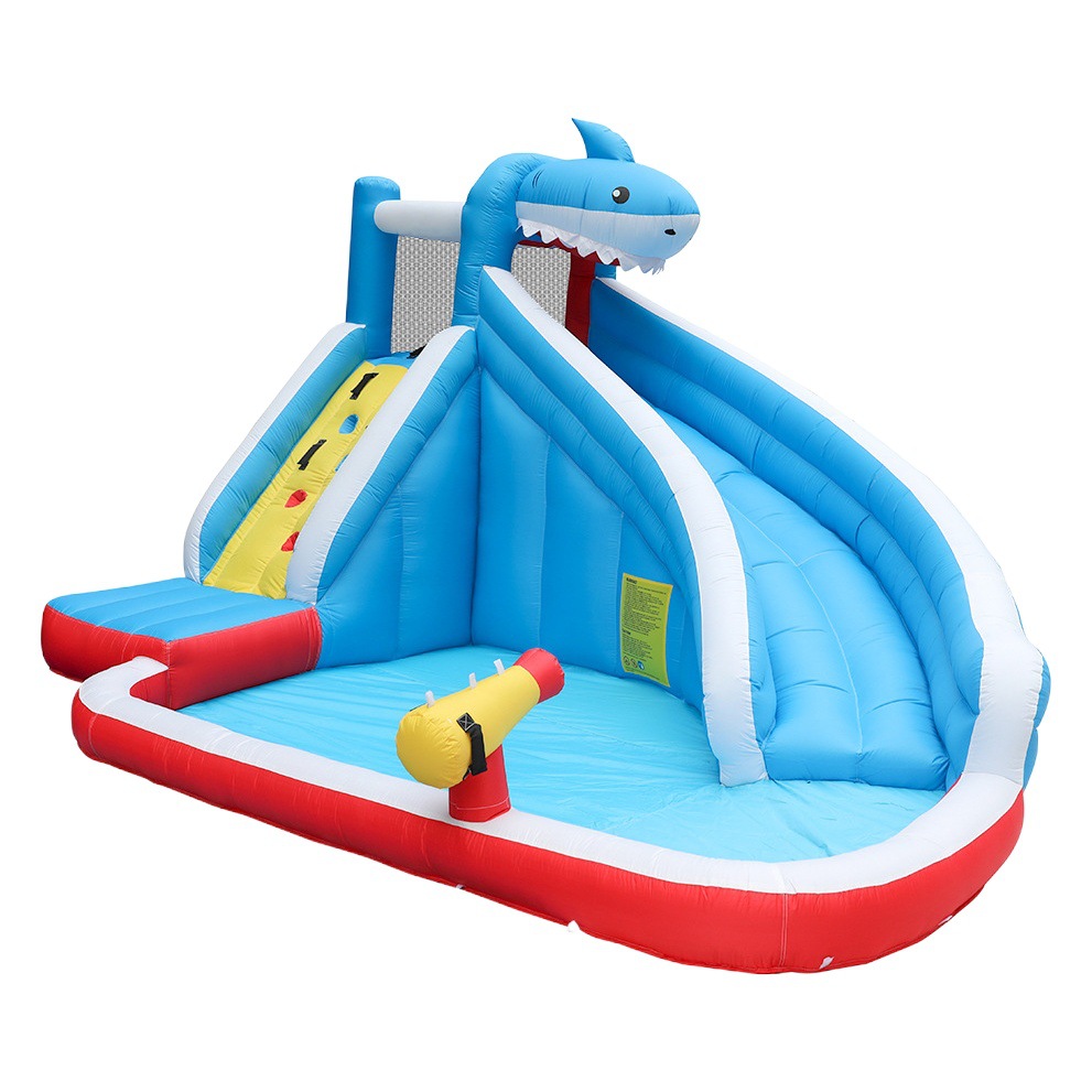 Dr. Dolphin, castillo inflable para el hogar, tobogán de tiburón pequeño, cama de salto inflable para el hogar, tobogán de chorro de agua para niños