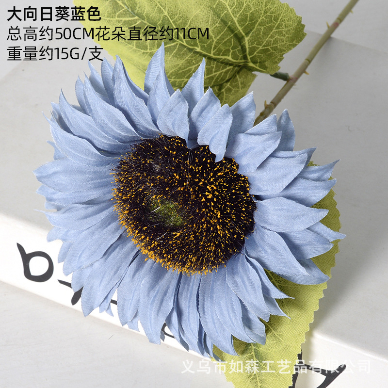 Flor artificial flor azul material boda salón decoración del hogar Rosa artificial Flor de plástico al por mayor