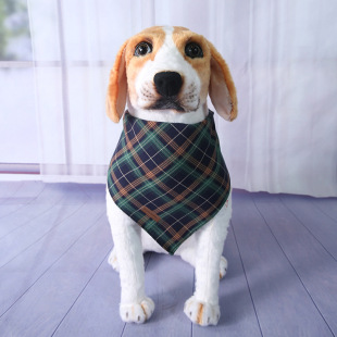 Cross-Border Cute Style Pet Saliva Towel, Cat Plaid Bib, Christmas Accessories, Small Size Dogs Dog Triangle Towel