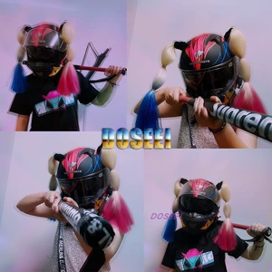 Harley Quinn Pigtail Motorcycle Helmet Braids Ski Helmet Accessories